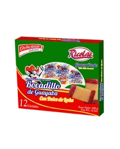 Bocadillo de Guayaba con Dulce de Leche, caja x 12, 20 g c/u